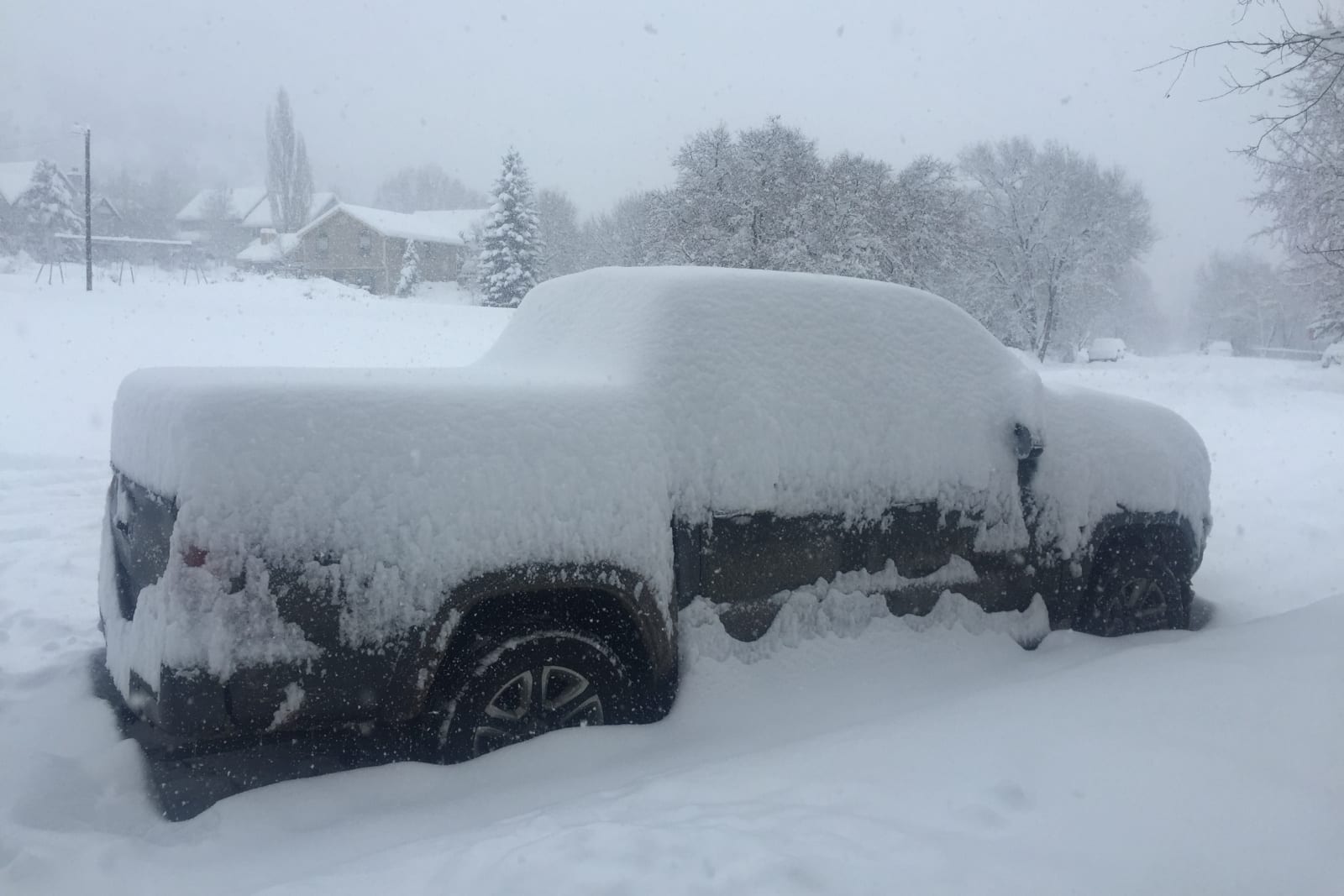 Mountain Living Durango Colorado Truck Covered In Snow Winter
