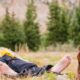 Mountain Living Man and Dog Lying Down Colorado Rocky Mountains