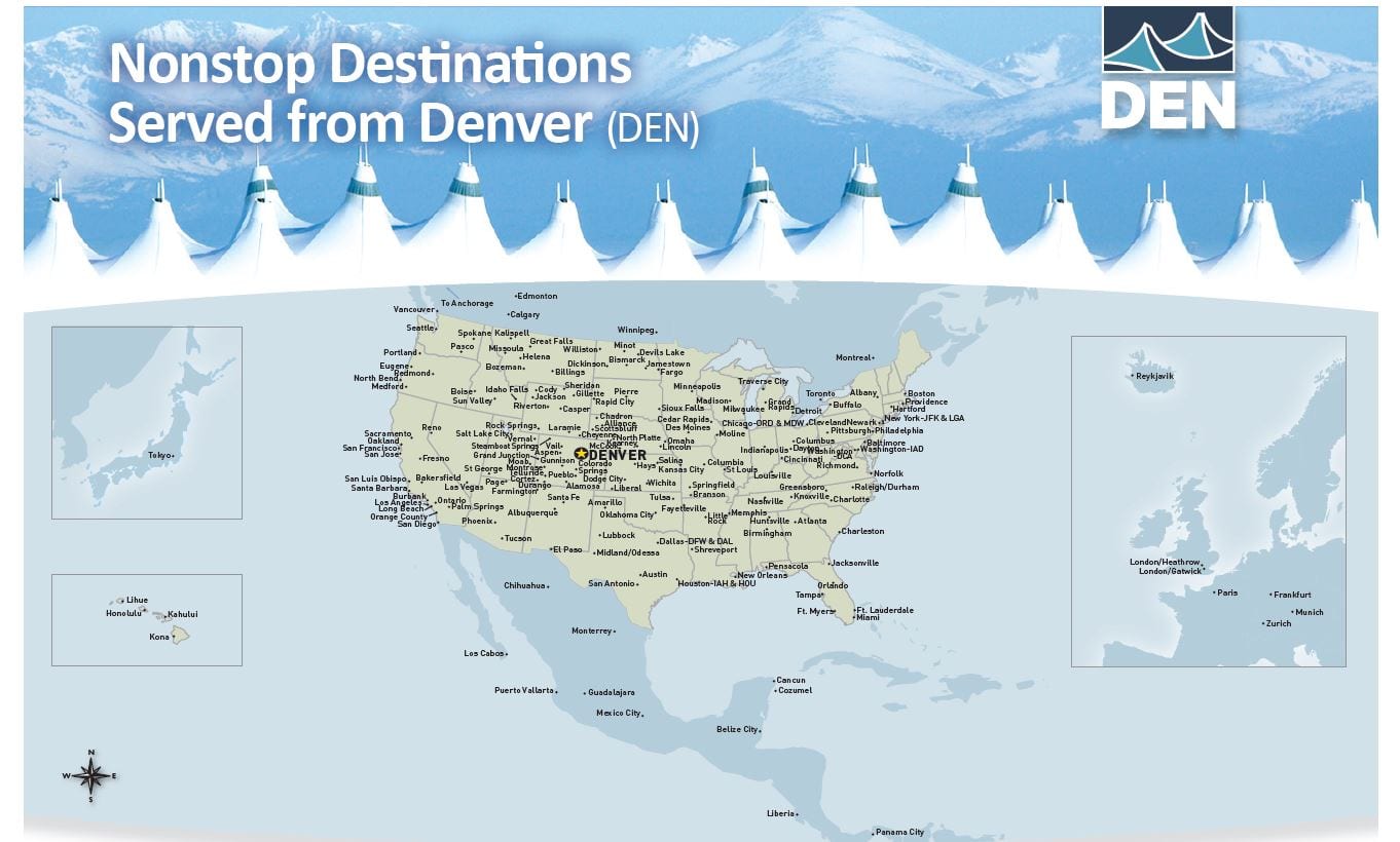 Denver International Airport Nonstop Flights Map