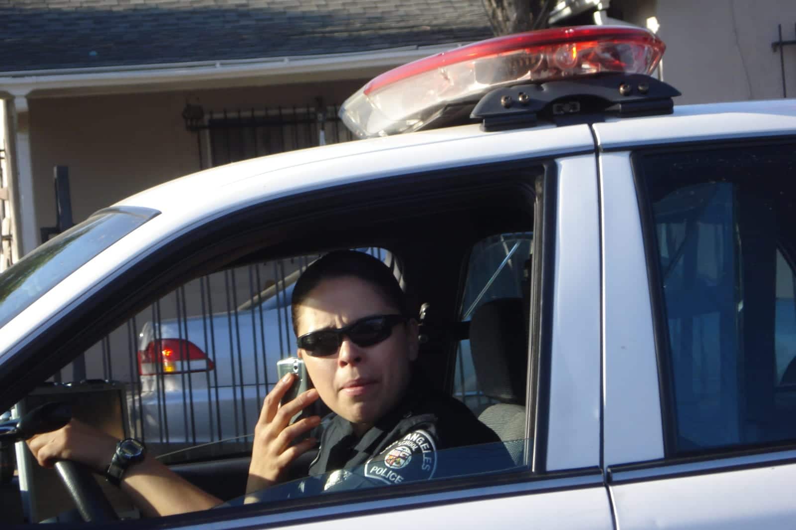 Distracted Driving Talking While Driving Law Police Car