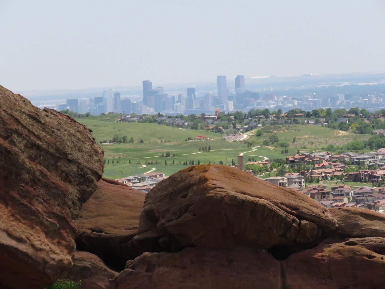 Denver Skyline View from Red Rocks Park CO