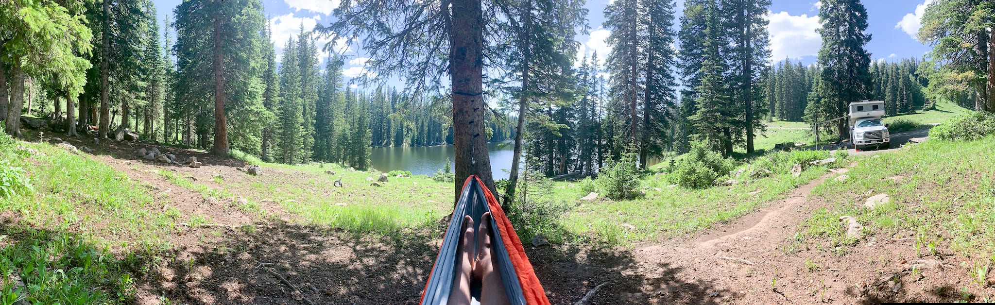 Lounging by Campsite at Eggleston Lake Grand Mesa National Forest Colorado