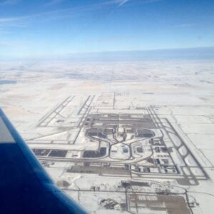 Denver Airport Aerial View from Airplane Winter