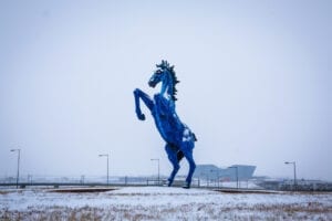 Blucifer Statue Denver International Airport Winter