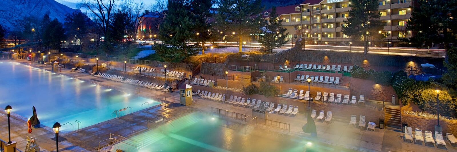 Glenwood Springs Hot Springs Pools Night Colorado