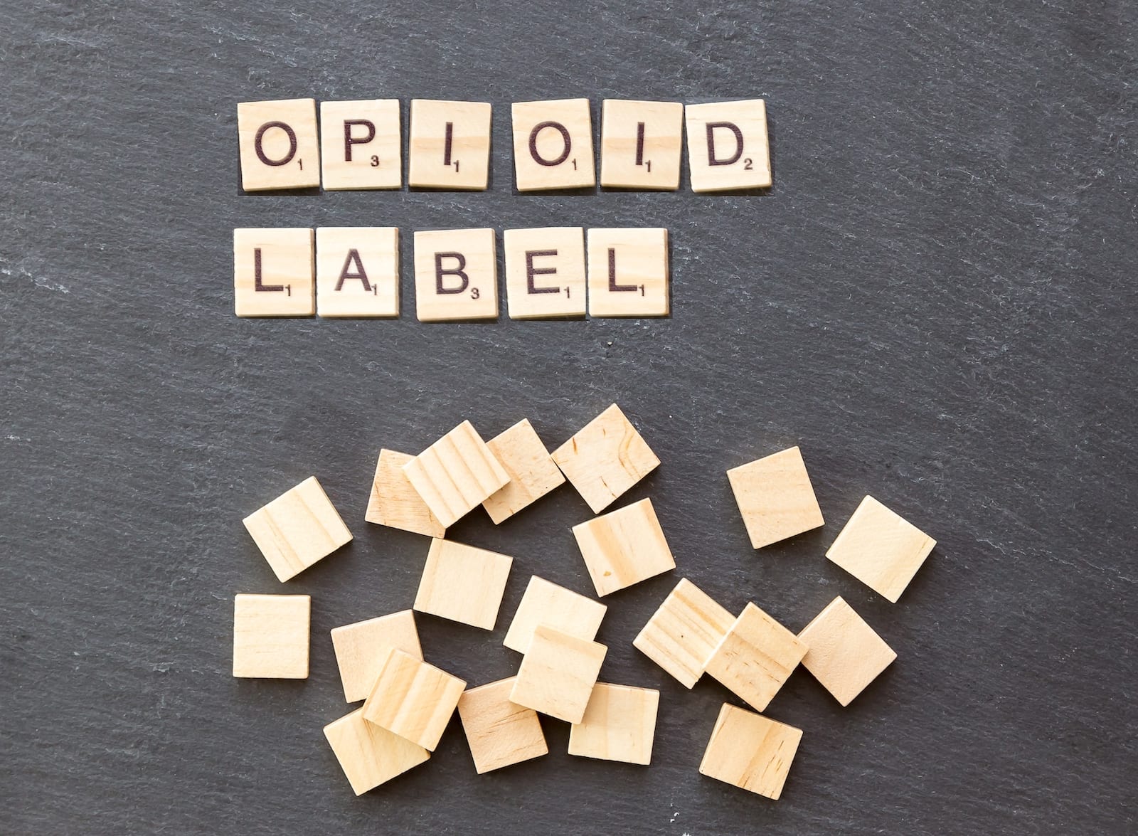 Opioid Label FDA Scrabble Pieces