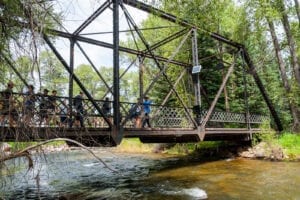 Top Aspen CO Hikes Rio Grande Trail Group Hikes Across Bridge Over River