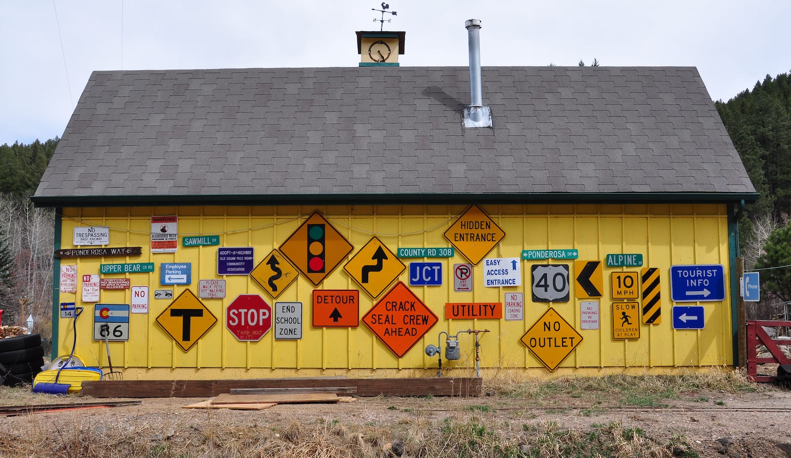 Road Sign Barn at Evergreen, Colorado
