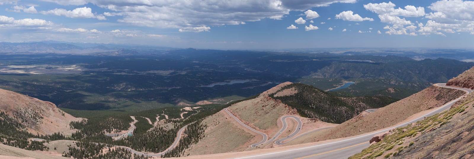 Panorama of Pikes Peak Highway Overlooking Colorado Springs