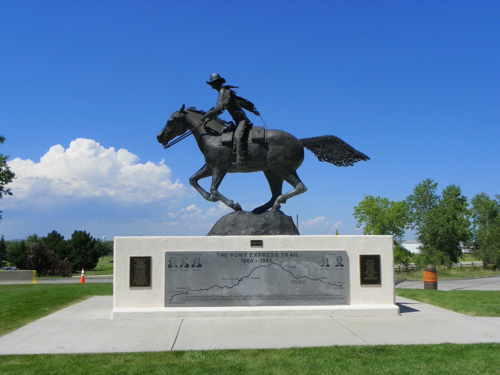 image of statue at Pony Express Trail