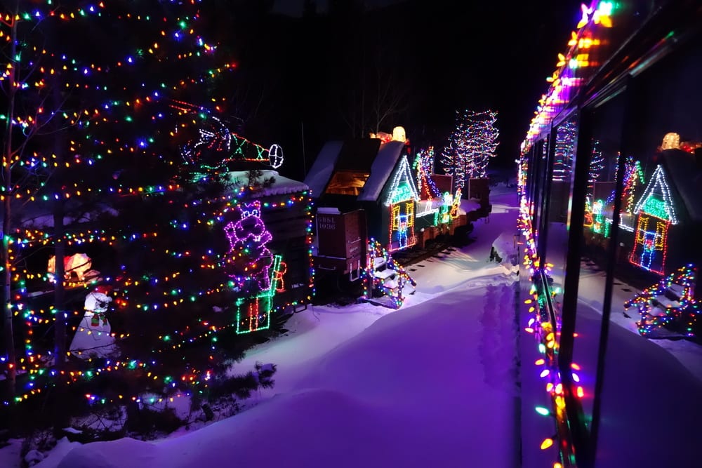 image of santa lighted forest 