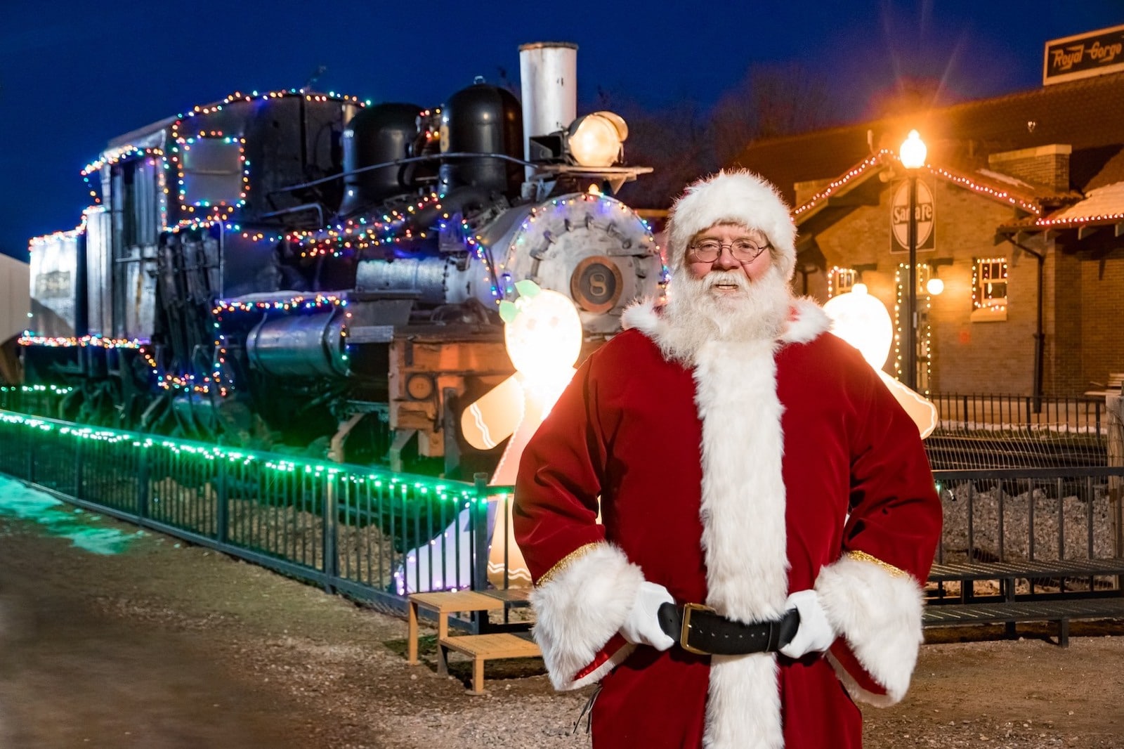 Image of Santa at the Royal Gorge Route Railroad Santa Express in Colorado