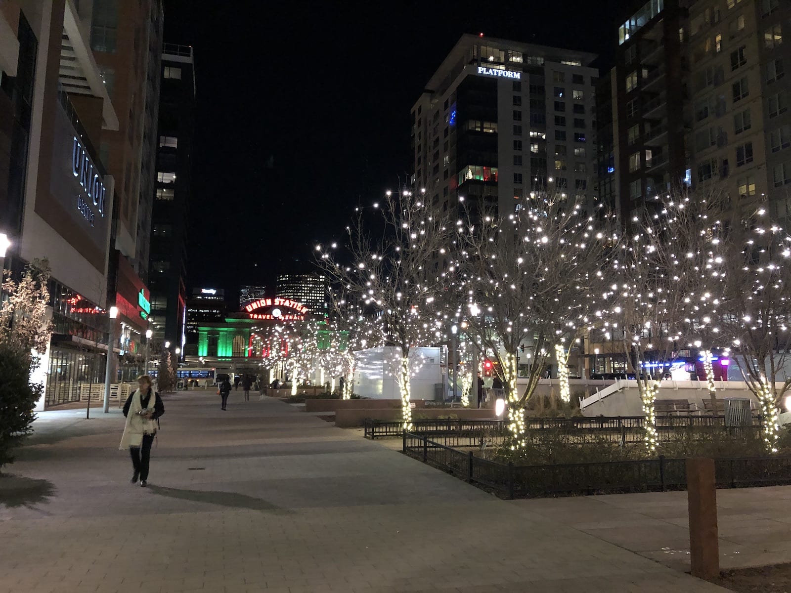 Denver Union Station Back Night Lights