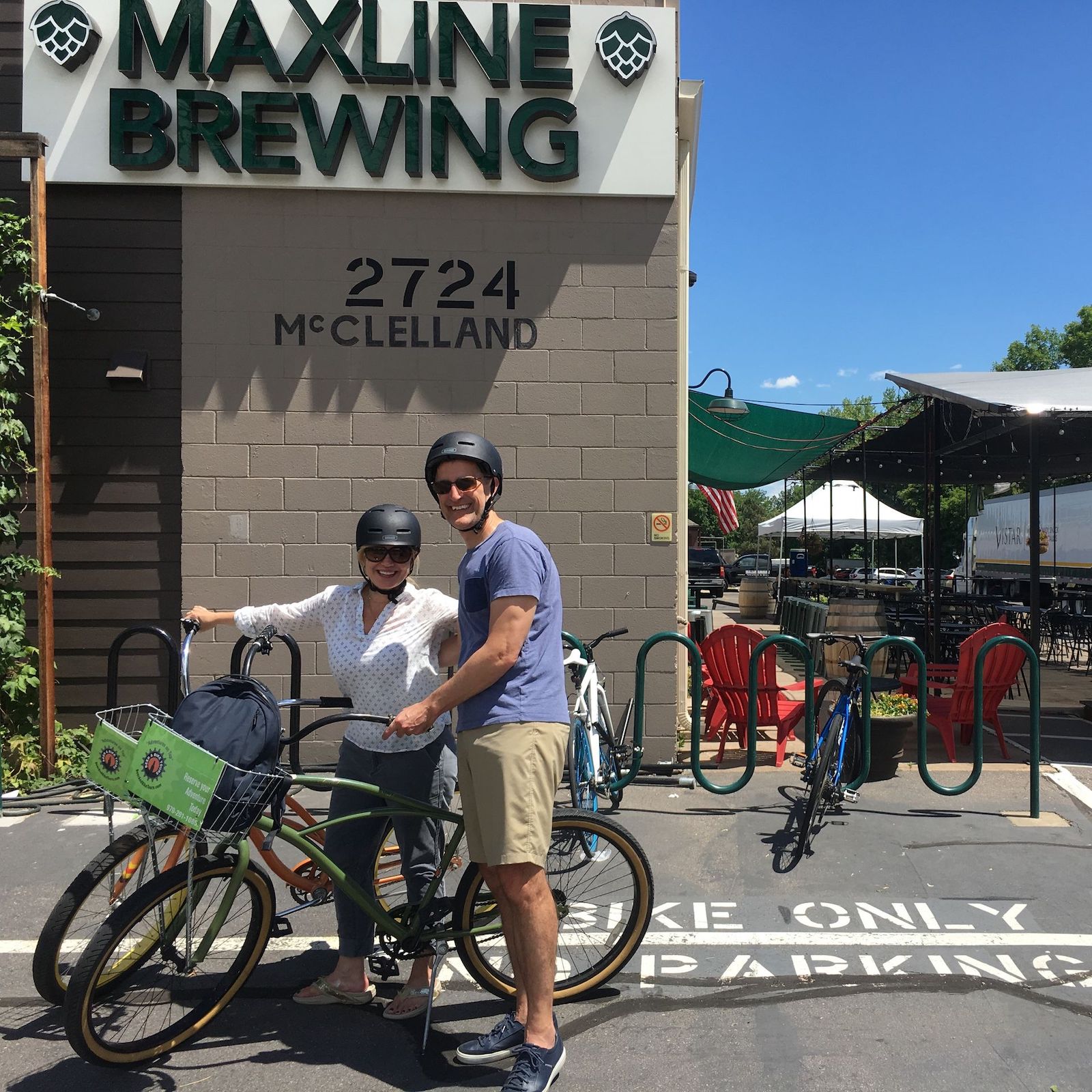 Image of a person with a tour guide on a Beer and Bike Tour in Fort Collins, Colorado