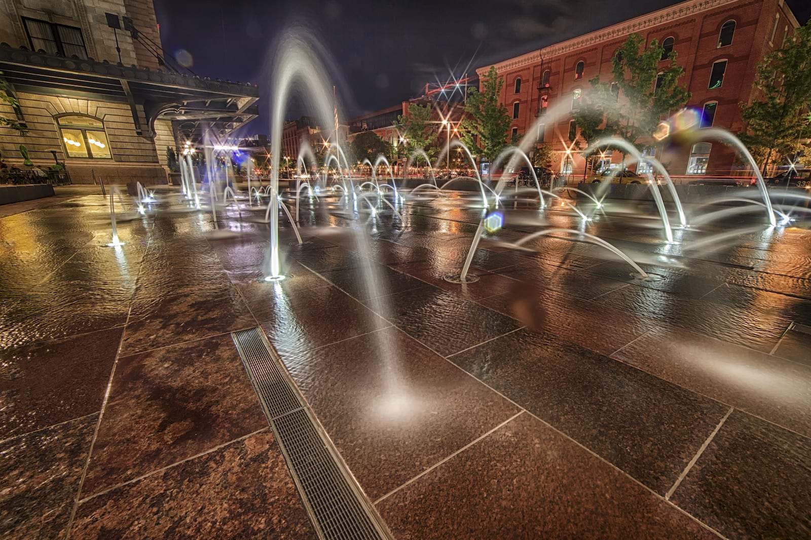 Denver Union Station Fountains Night