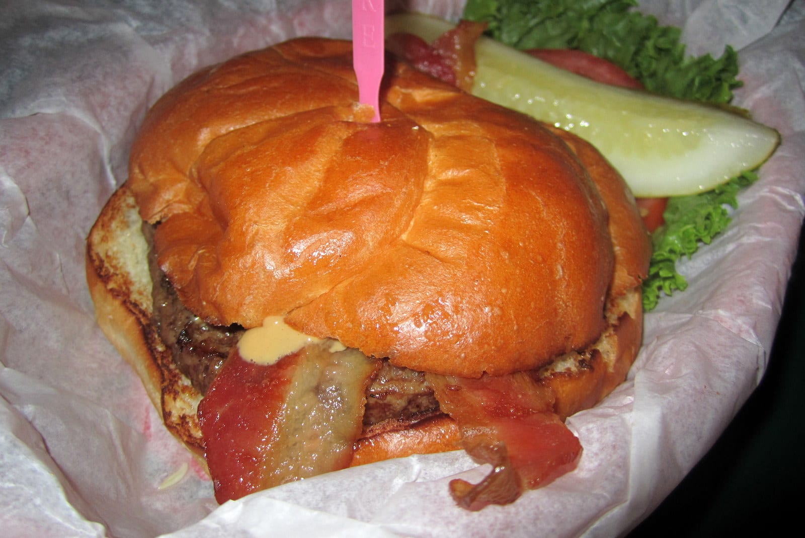 Cherry Cricket Peanut Butter and Bacon Burger