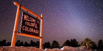 Colorful Colorado Sign Night Sky Stars