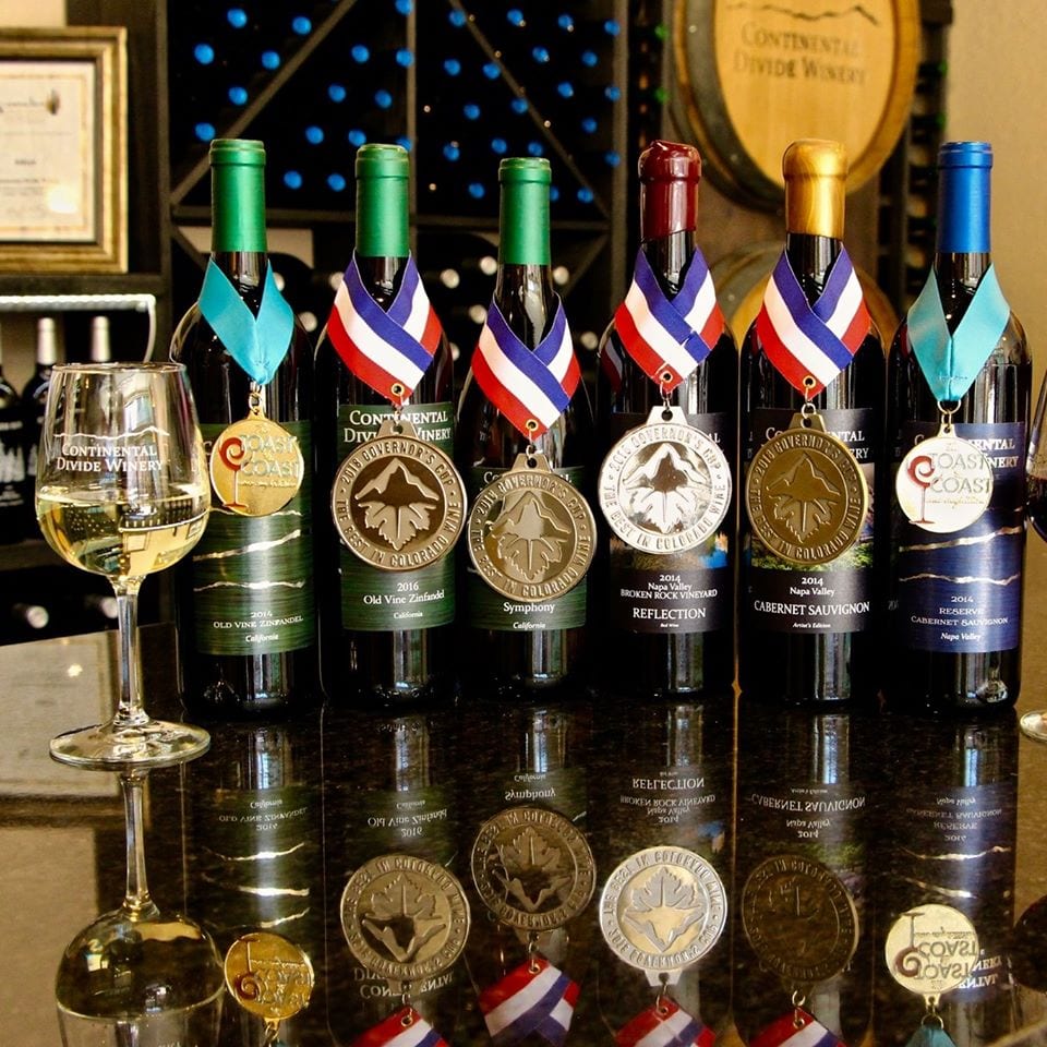 bottles of wine from continental divide winery