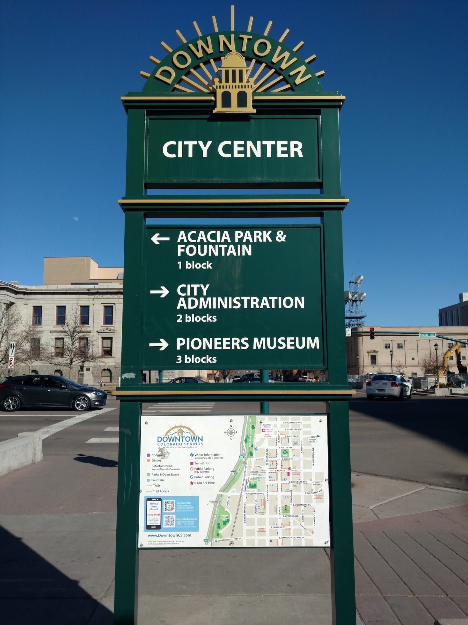 Colorado Springs Downtown City Center Sign