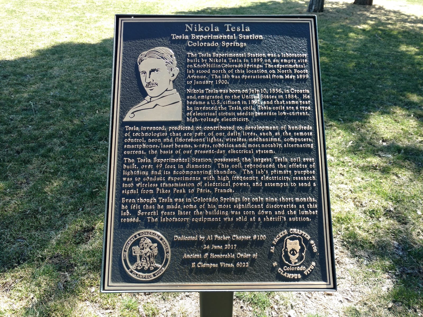 Nikola Tesla Interpretive Sign Memorial Park Colorado Springs