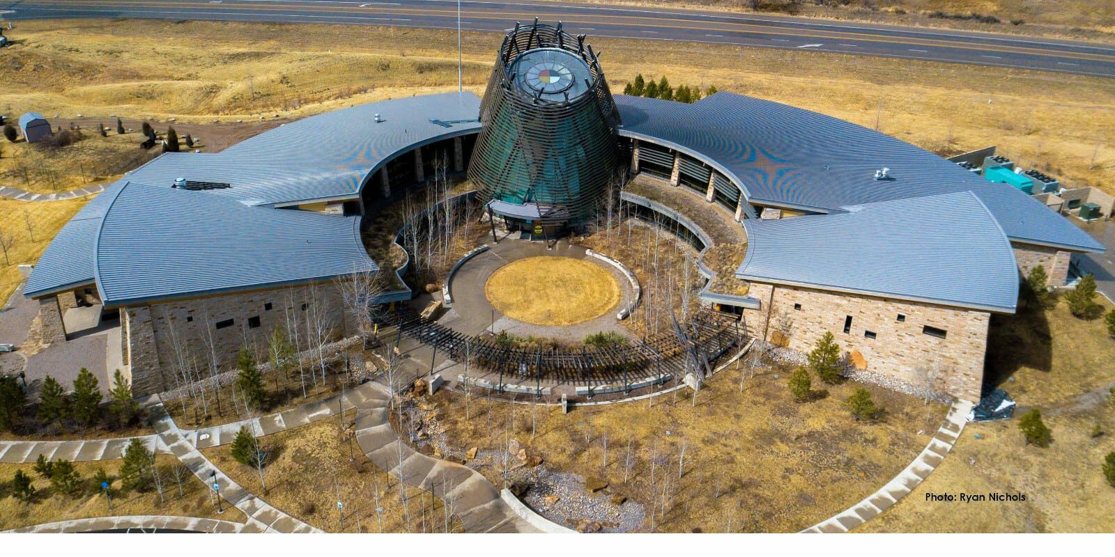 Southern Ute Museum and Cultural Center. Sweeping circular center with radiating arms.