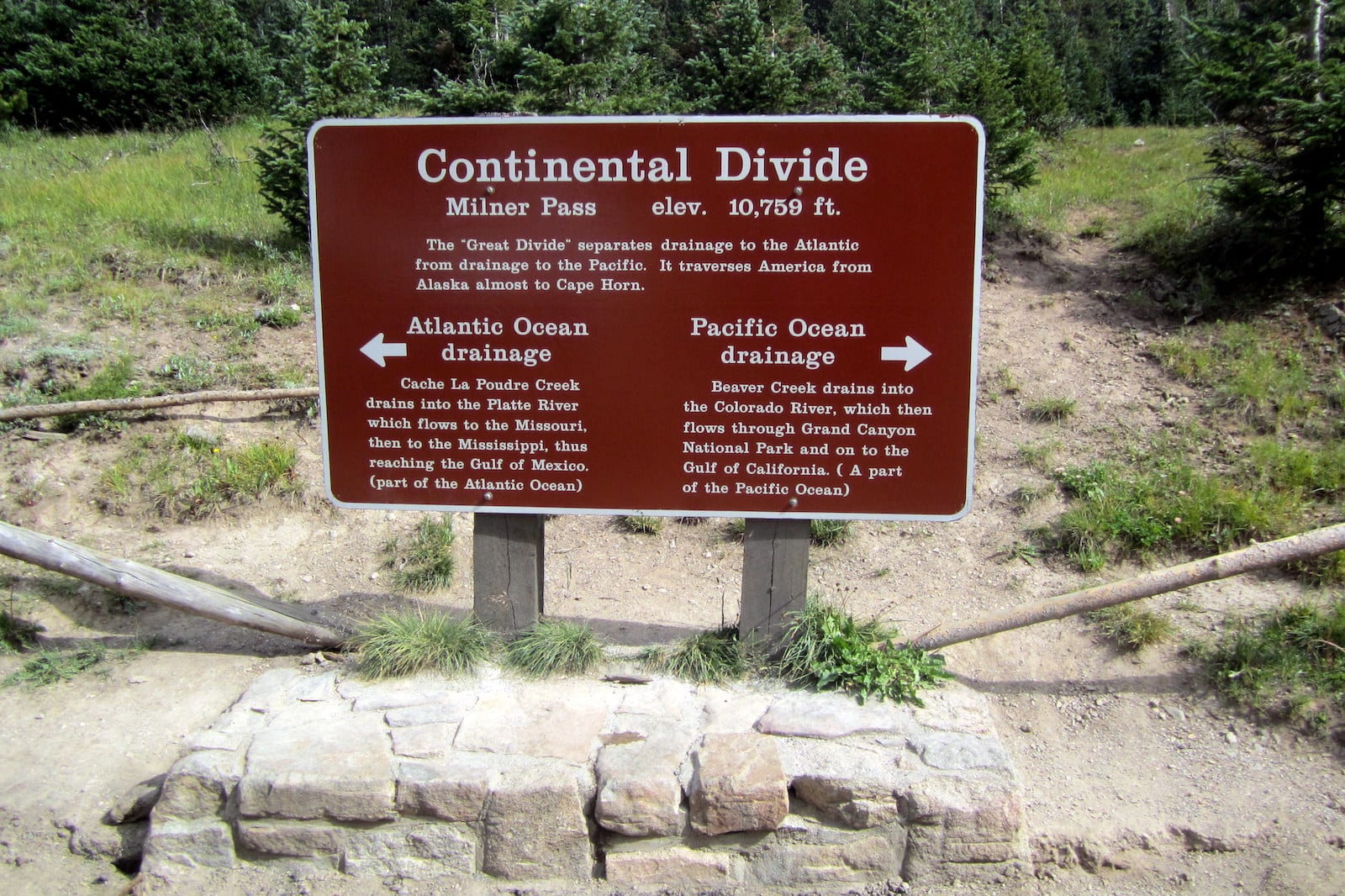 Continental Divide Drainage Sign Milner Pass Colorado