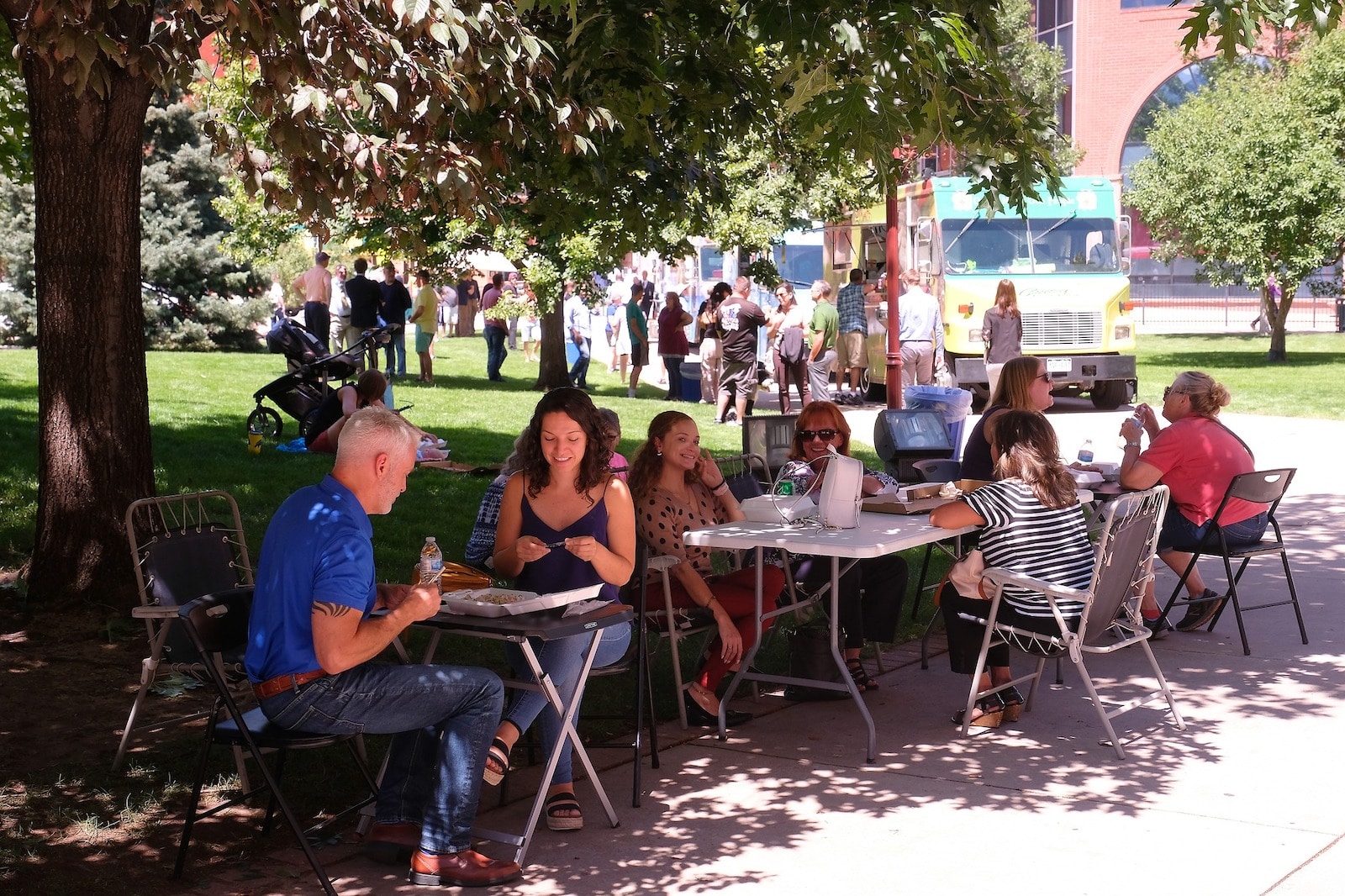 Image of people eating at Food Truck Tuesday in Colorado Springs, Colorado