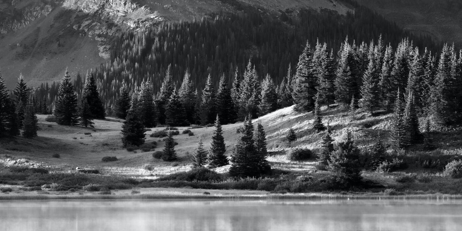 Little Molas Lake Still Black and White Image