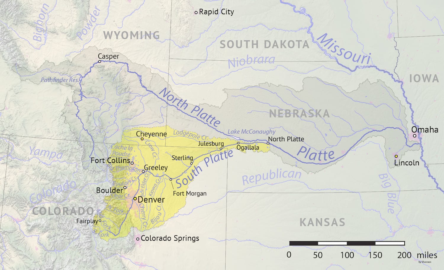South Platte River Watershed Map