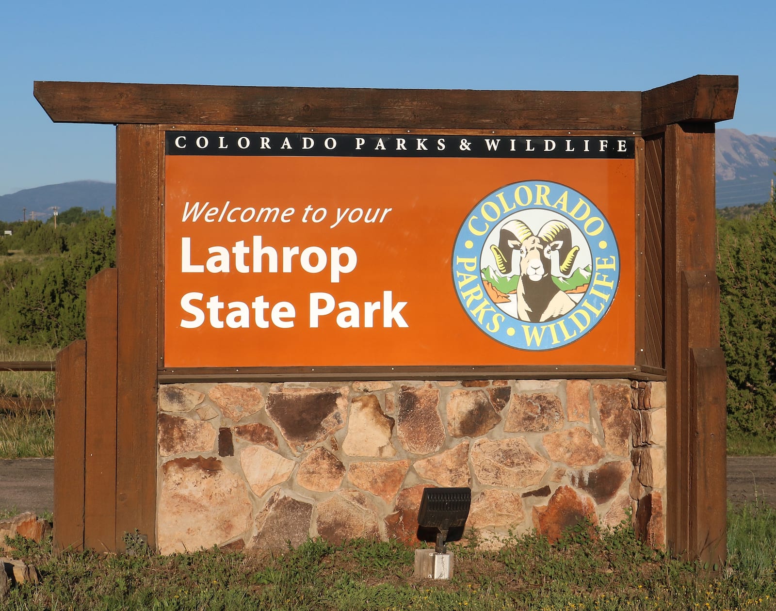 Lathrop State Park Welcome Sign Walsenburg CO