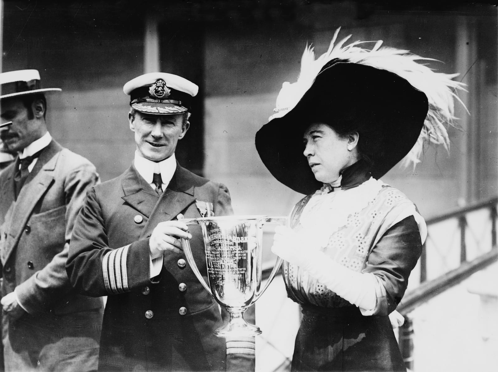 Molly Brown Hands Award to Titanic Captain Arthur Henry Rostron