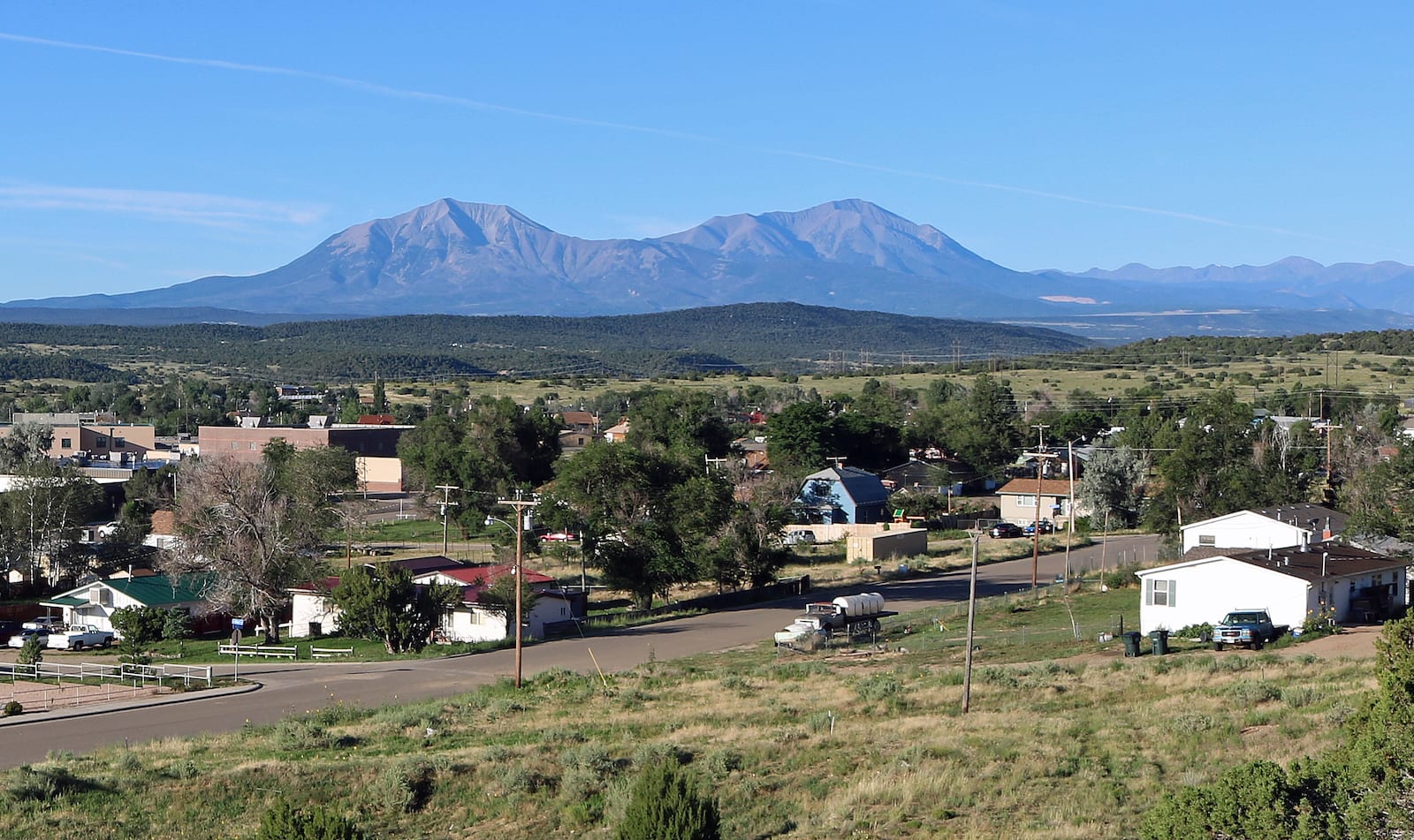 Spanish Peaks behind Walsenburg CO