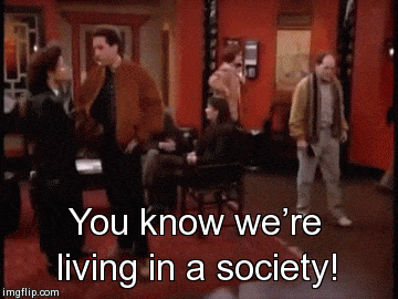 George Constanza We're Living in a Society - At Restaurant Gif