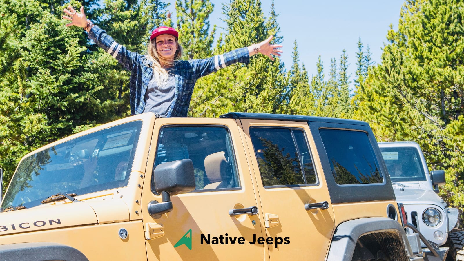 Native Jeeps Colorado Jeep Tour Lady with Hands up out of Jeep