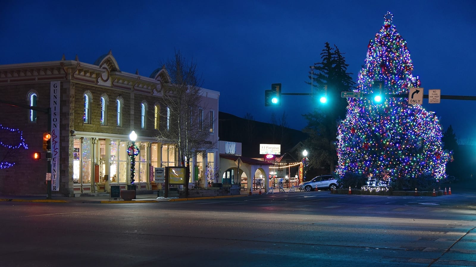 Large Christmas Tree in Downtown Gunnison, CO