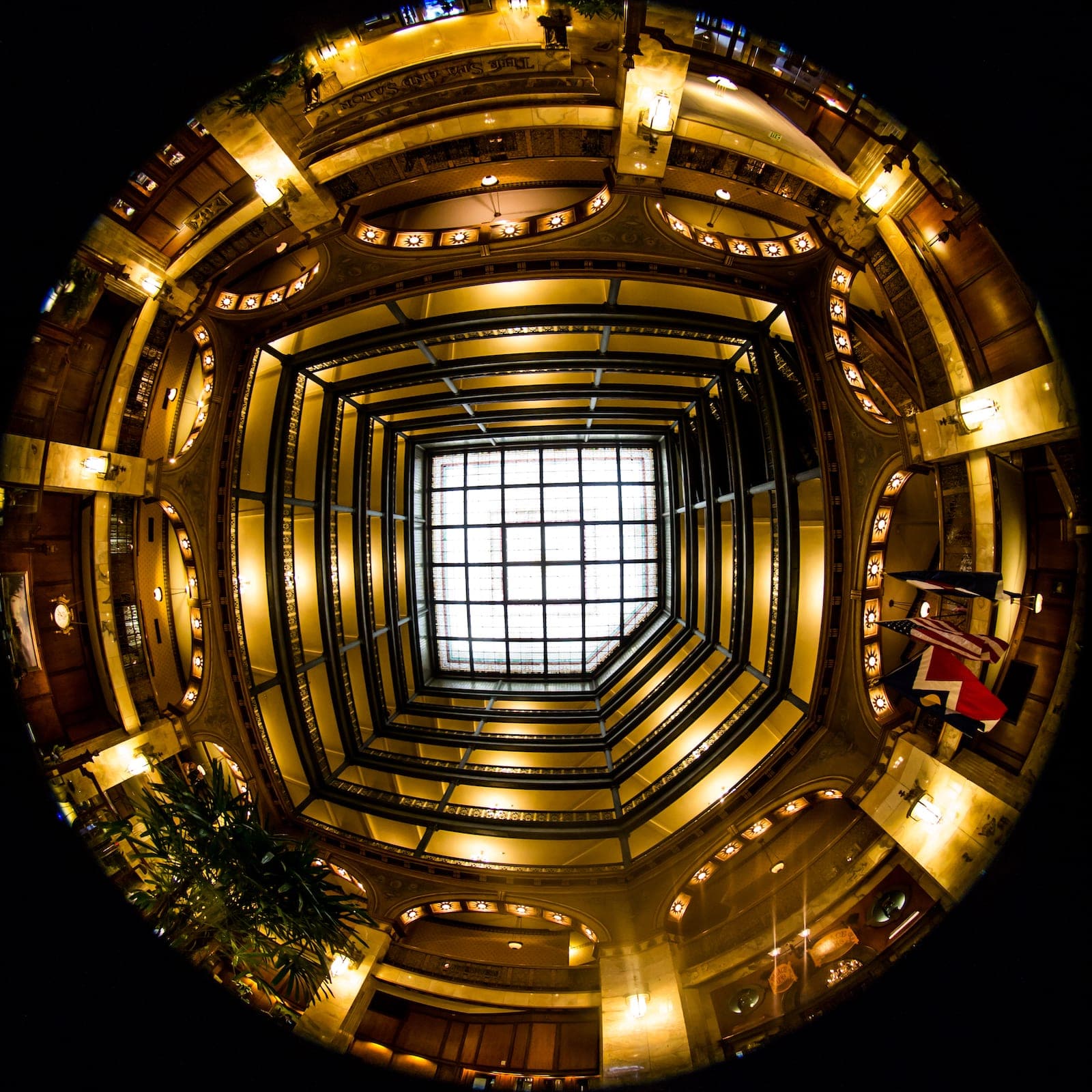 Brown Palace Denver CO Hotel Lobby Ceiling Looking Up