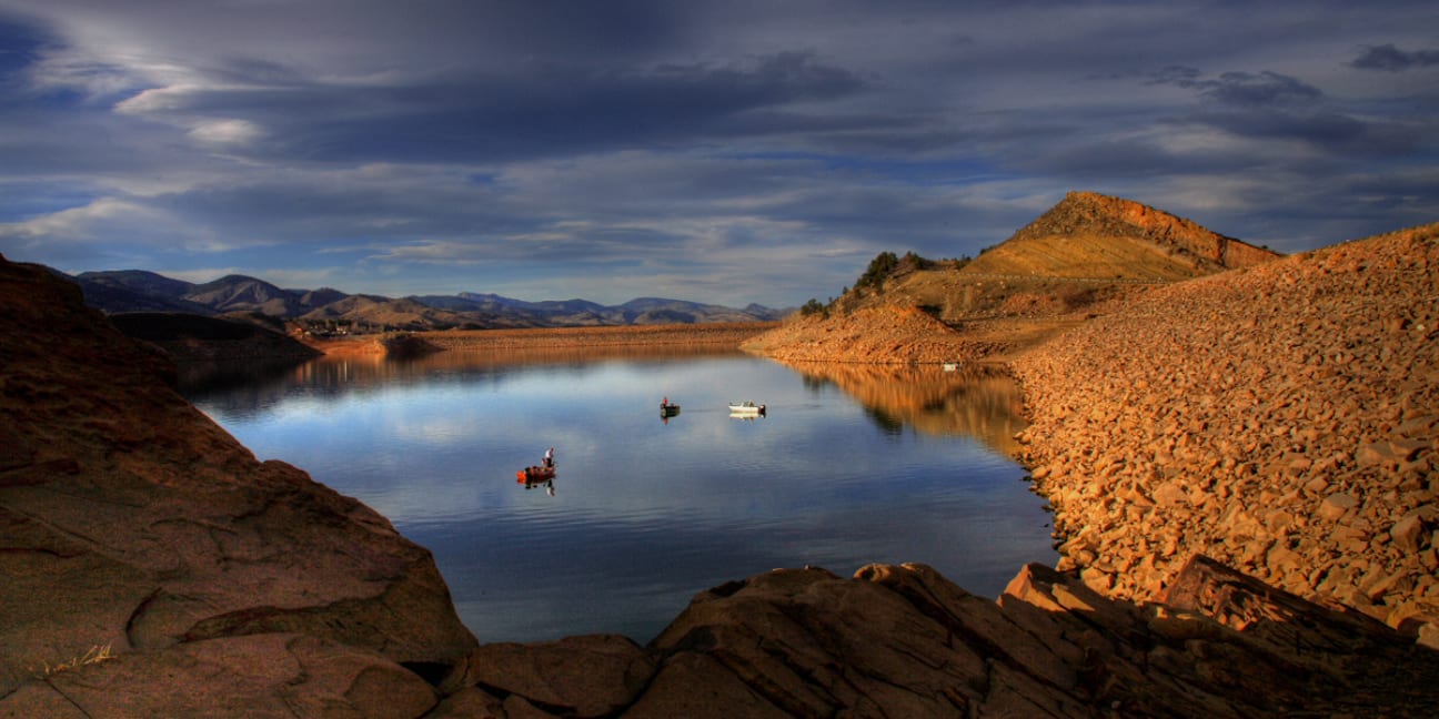 Fishing Boats on Horsetooth Reservoir Fort Collins CO