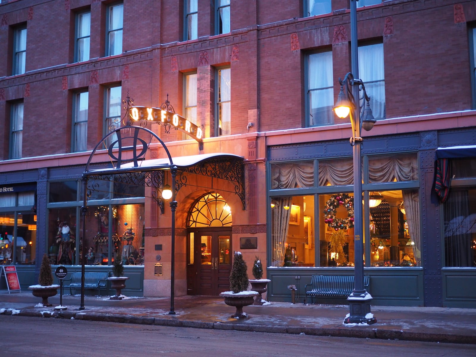 Oxford Hotel Downtown Denver Winter Evening