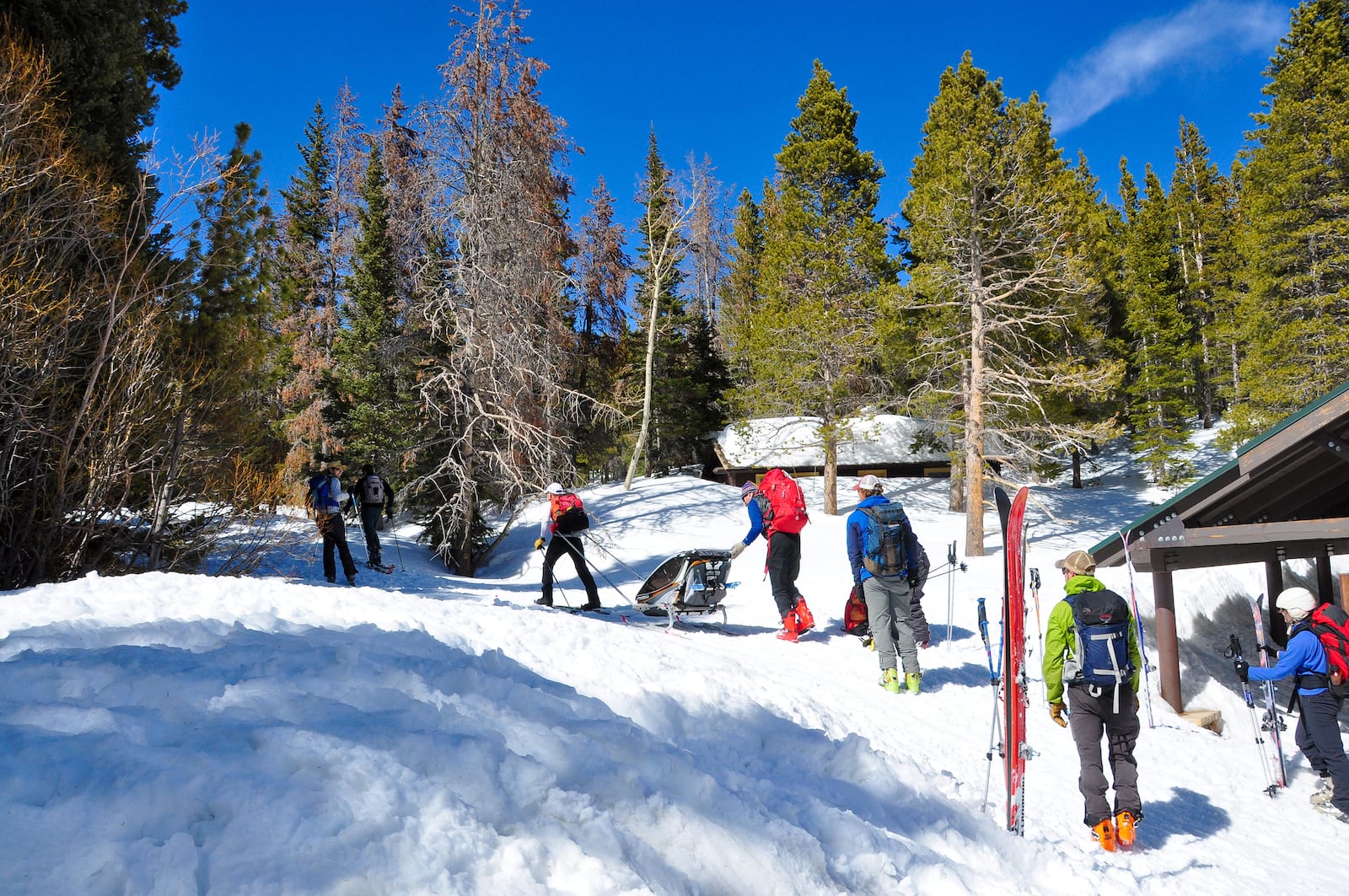 Hikers at Bear Lake trailhead, Colorado