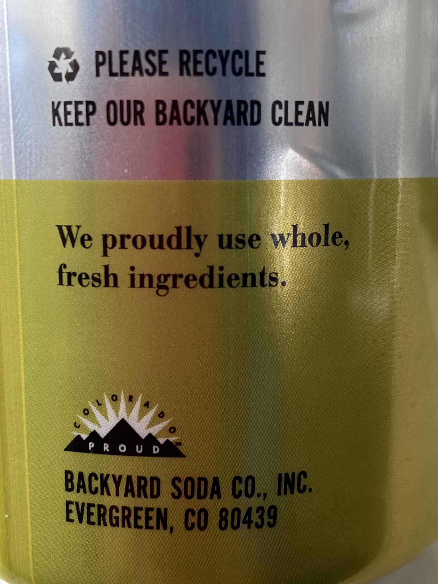 Backyard Soda Co. Made in Evergreen, Colorado