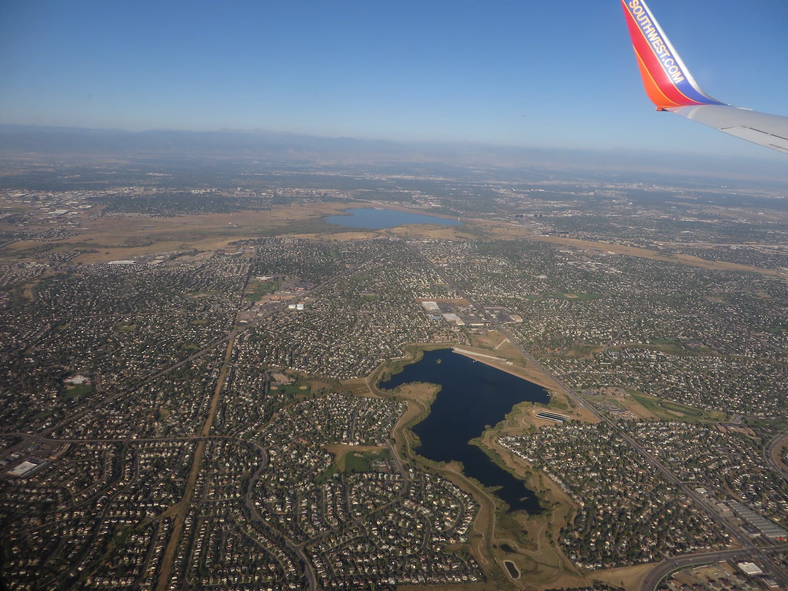 Cherry Creek Reservoir Aerial View from Airplane Denver Colorado