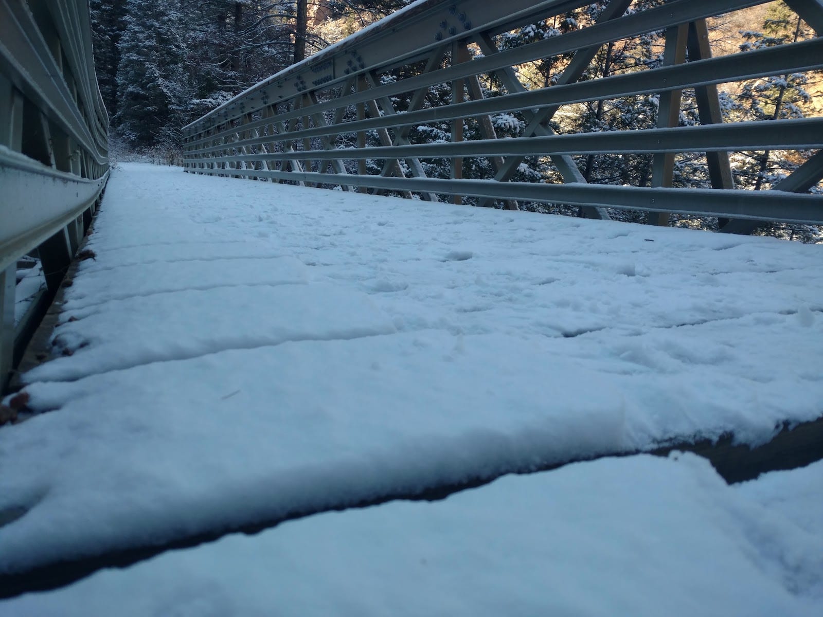 Cheyenne Canyon Winter Nature Walk over bridge