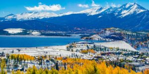 Dillon Dam and Reservoir Silverthorne Colorado Autumn Snow and Colors