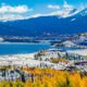 Dillon Dam and Reservoir Silverthorne Colorado Autumn Snow and Colors