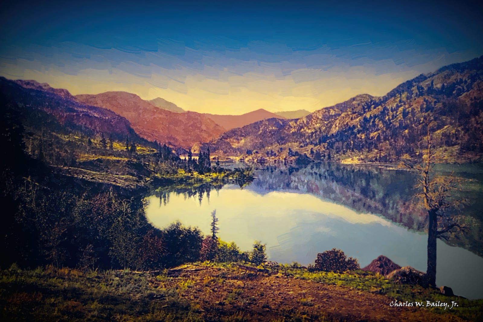 Lake San Cristobal Digital Oil Painting