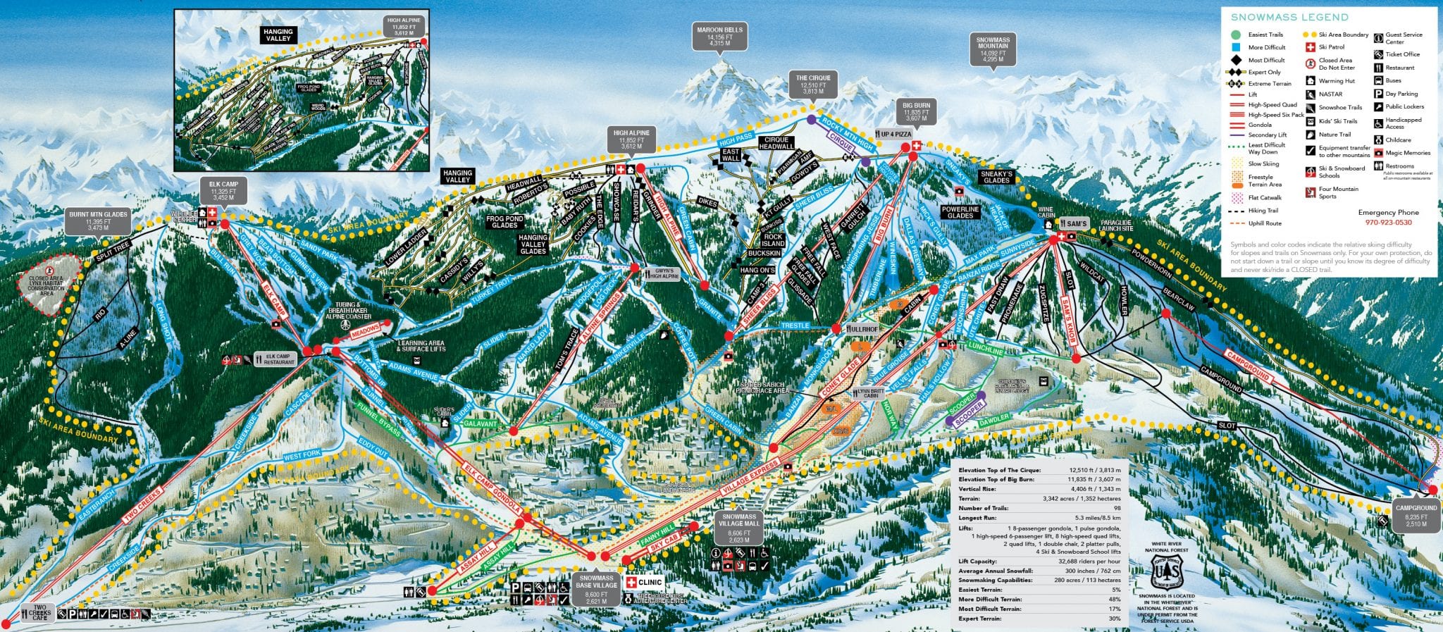 Snowmass Ski Resort Trail Map