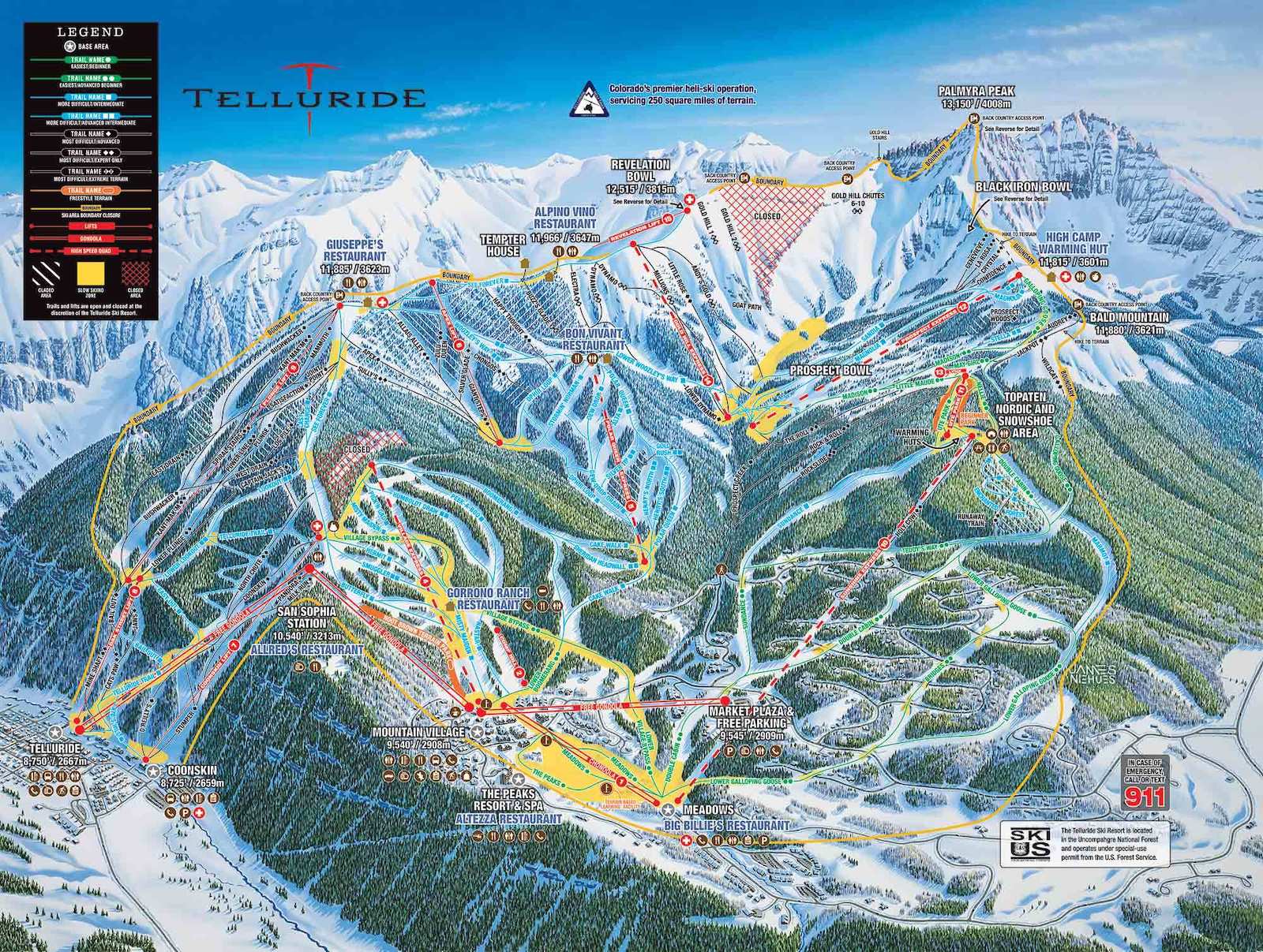 Peta Jalur Resor Ski Telluride