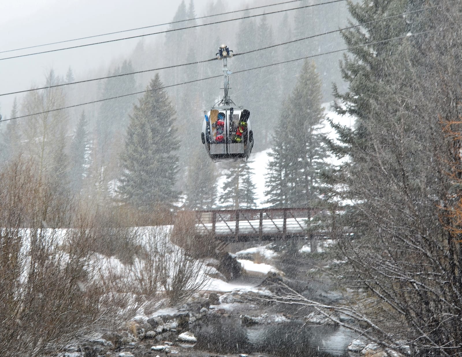 Gondola Car Telluride Ski Resort Snow Falling