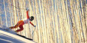 Downhill Ski Racer on Ruthie's Run Aspen Colorado