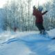 image of Powderhorn Resort Snowboarding through Powder